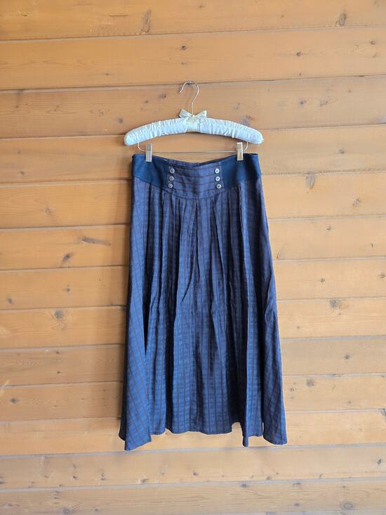 Vintage Dresses & Skirts - Vintage Skirt Midi High Waisted Pinstripe Fit Flare Pocket Flowy Pinup Retro 12